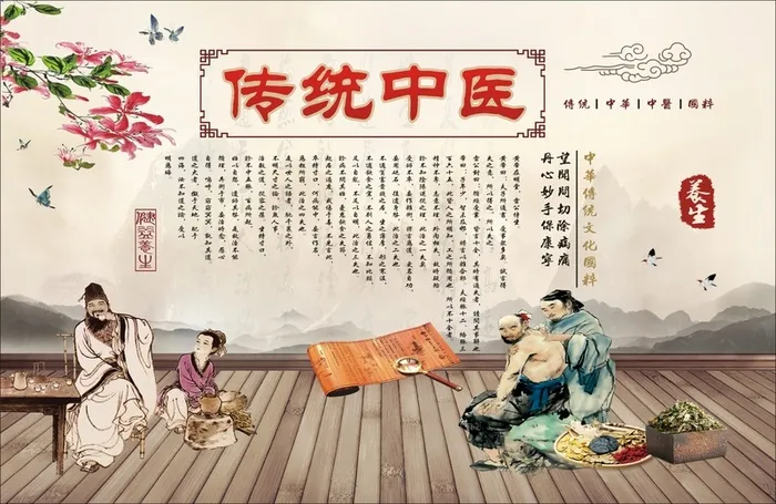 中医医院展板矢量背景素材高清