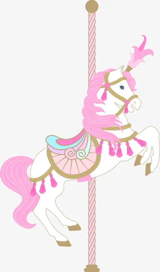手绘旋转木马免抠