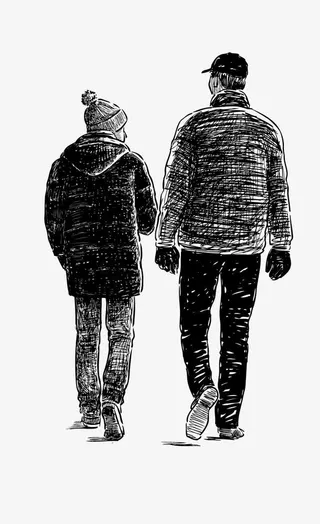 矢量手绘线稿父亲节父子素材免抠