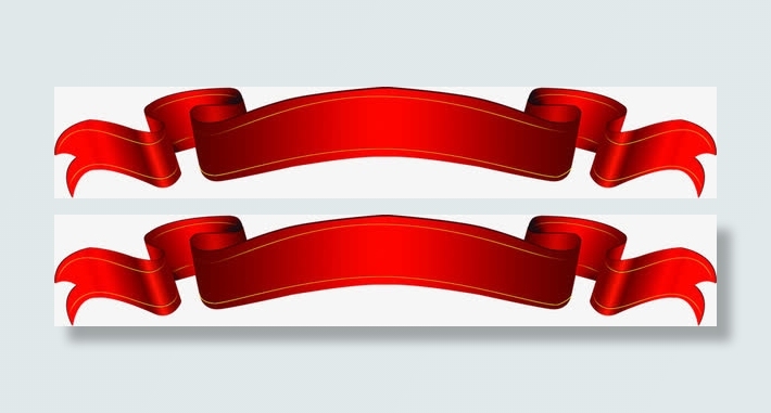 红色卡通丝带创意手绘免抠