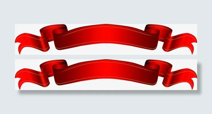 红色卡通丝带创意手绘免抠