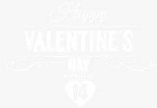 情人节快乐花体字白色带爱心免抠