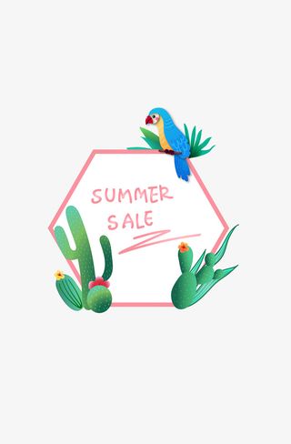 对话框卡通对话框鹦鹉仙人掌绿叶会话框免抠