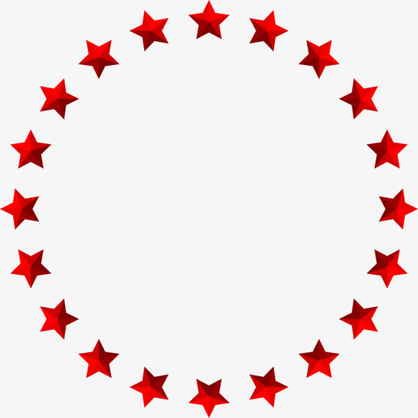红色简约星星圆圈免抠