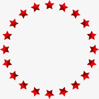 红色简约星星圆圈免抠