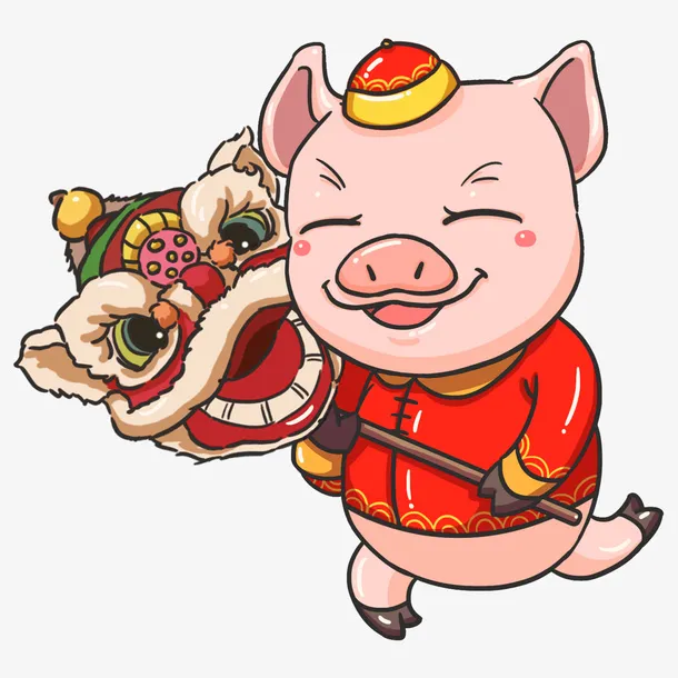 福小猪舞狮子免抠免抠