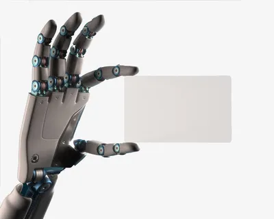 拿着空白板的机械手免抠
