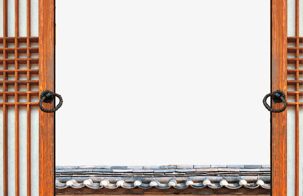 手绘木门院墙免抠