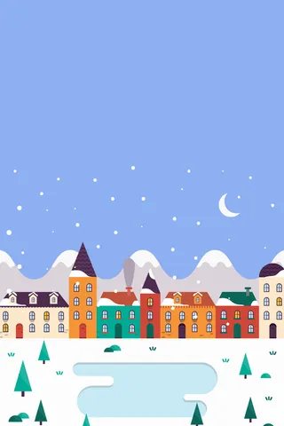 蓝色简约文艺冬季户外场景设计高清