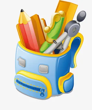 装在书包里的文具图案免抠