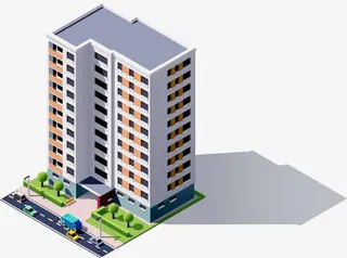 立体扁平化城市楼房图案免抠