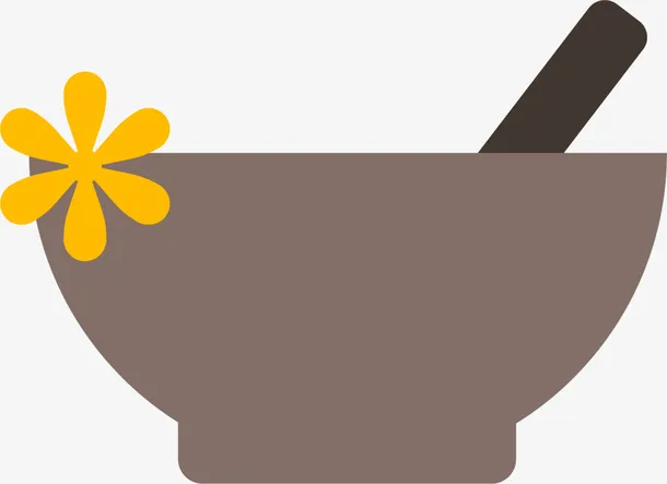 花朵咖啡色扁平捣药碗免抠