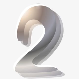 手绘金属发光字符数字2免抠