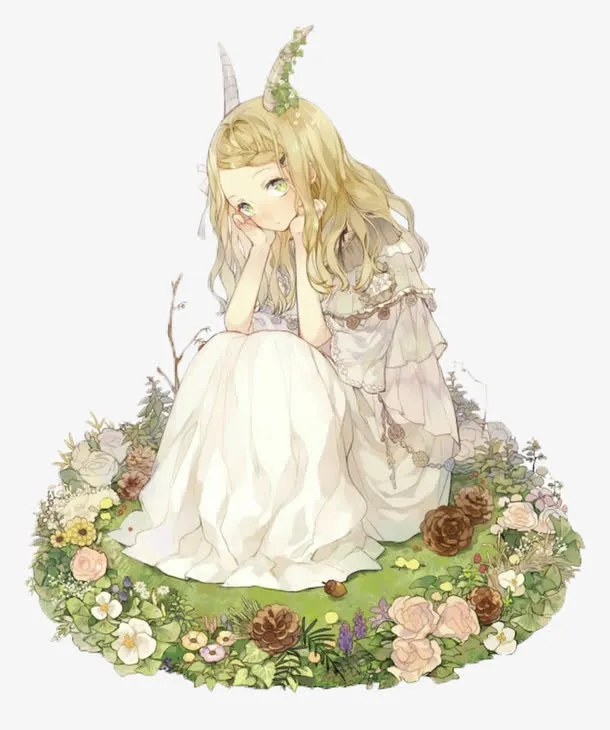 清新森女系精灵小女孩免抠