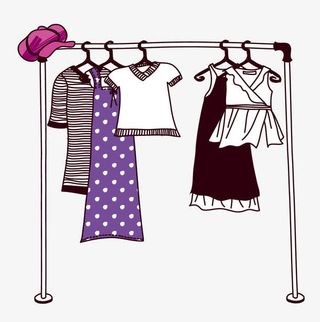 手绘时尚女性生活晾衣架免抠