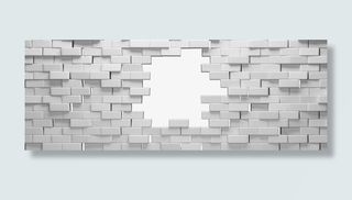 白色破洞砖头墙免抠