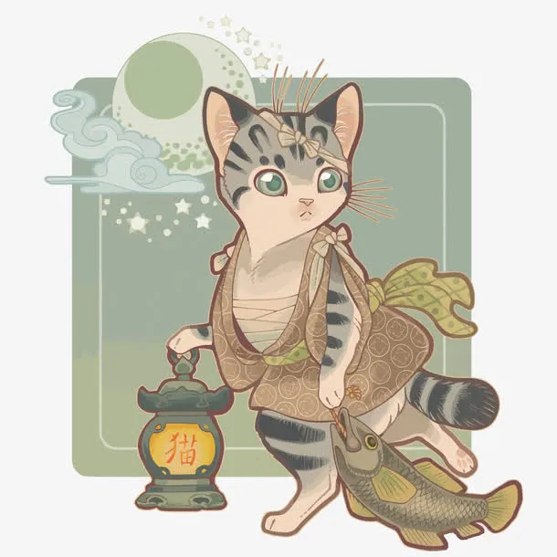 矢量手绘猫免抠