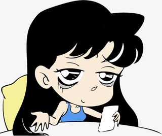 卡通熬夜女孩免抠