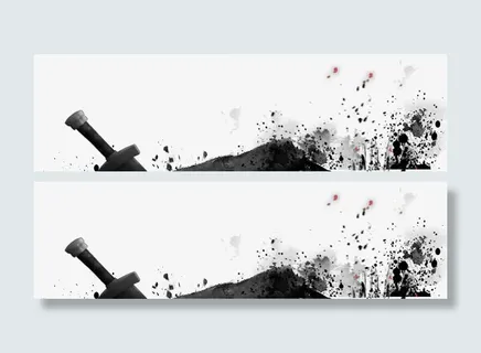 黑色简约战场边框纹理免抠