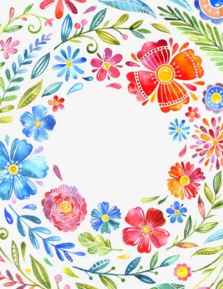 手绘卡通水彩花纹底纹免抠