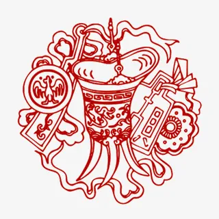 古风酒樽花纹免抠