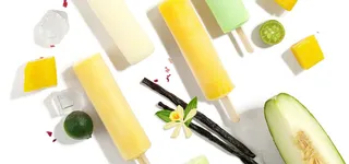 日系夏日清新文艺哈密瓜冰块水果冰棒质感纹理背景高清