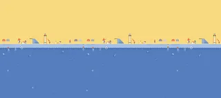 蓝色卡通手绘夏日海滩游乐场海报背景高清