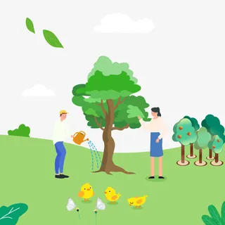 植树 劳动节 植树节 春天播种种树插画免抠