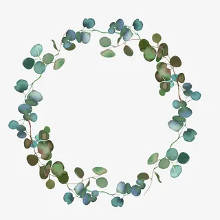 水彩绿色植物叶子边框免抠