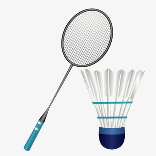 手绘矢量运动羽毛球拍免抠