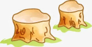 春天手绘黄色树桩免抠
