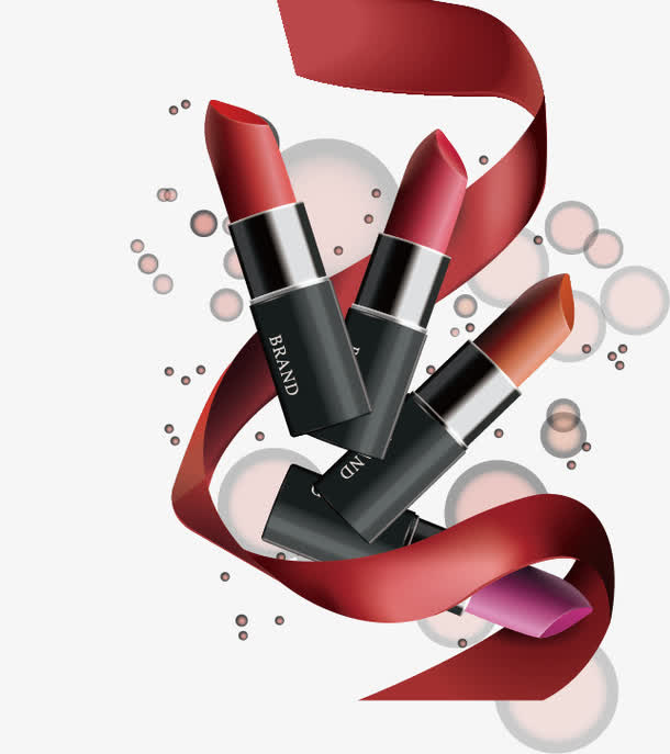 红丝带口红宣传海报矢量素材免抠