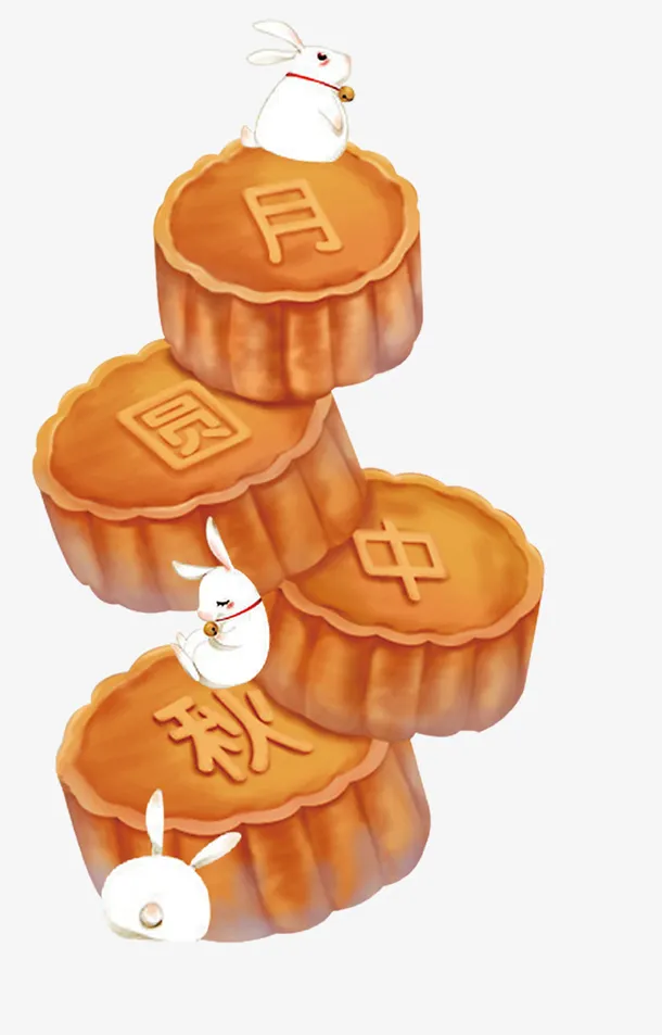 八月十五中秋节月饼免抠手绘/卡通卡通元素