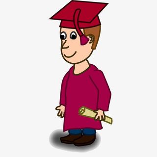 卡通穿学士服的男大学生免抠