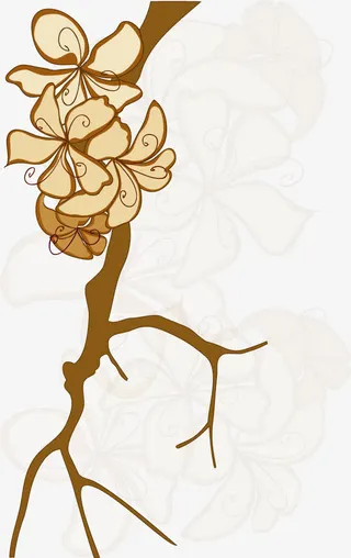 卡通手绘花卉树枝免抠