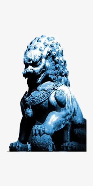 蓝色石狮金融商业图片免抠
