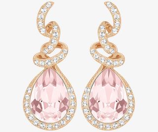 施华洛世奇首饰粉色耳环免抠