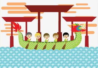 国风赛龙舟节日免抠