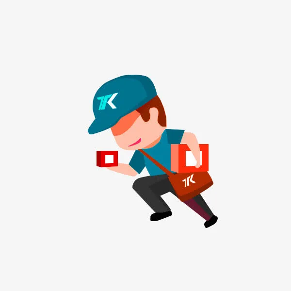 蓝色卡通快递员装饰图案免抠