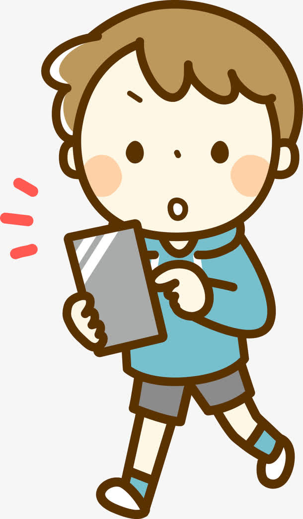 小孩玩手机图案免抠