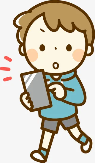 小孩玩手机图案免抠