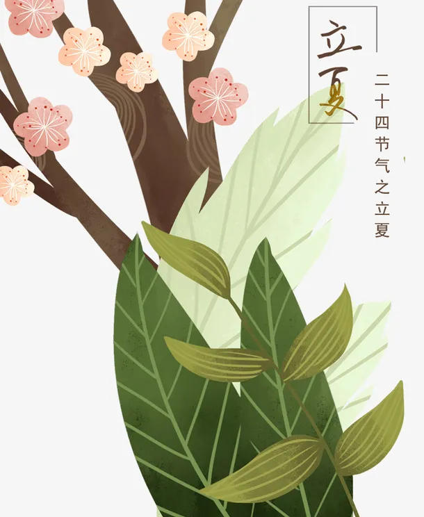 手绘清新文艺风装饰插图立夏节气免抠