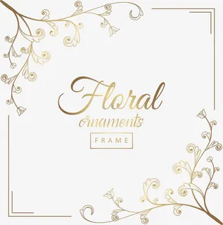 金色欧式花纹装饰框免抠