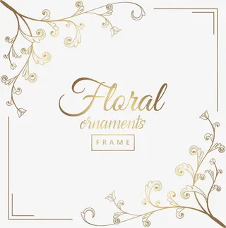 金色欧式花纹装饰框免抠