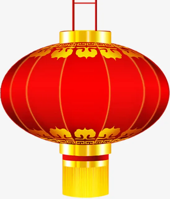 手绘新年花纹灯笼免抠