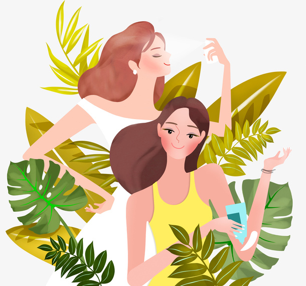 38妇女节手绘美女免抠