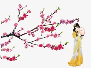 梅花树下的女子免抠