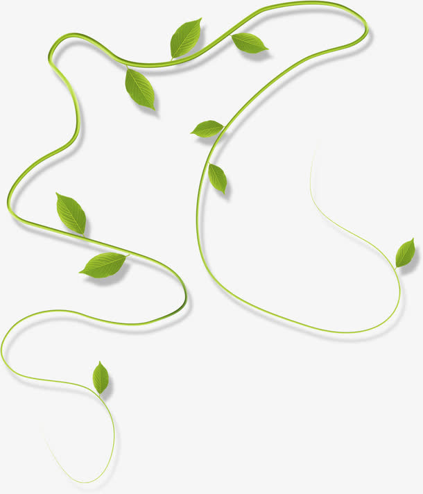 春天手绘绿色树叶藤蔓免抠