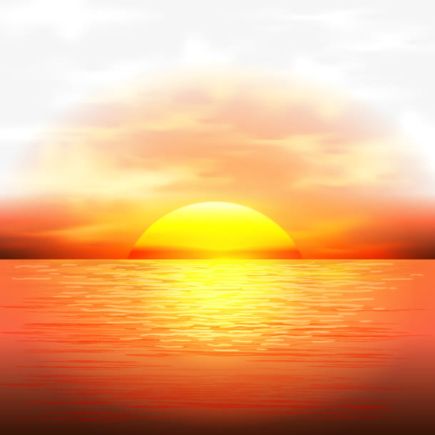矢量夕阳西下免抠