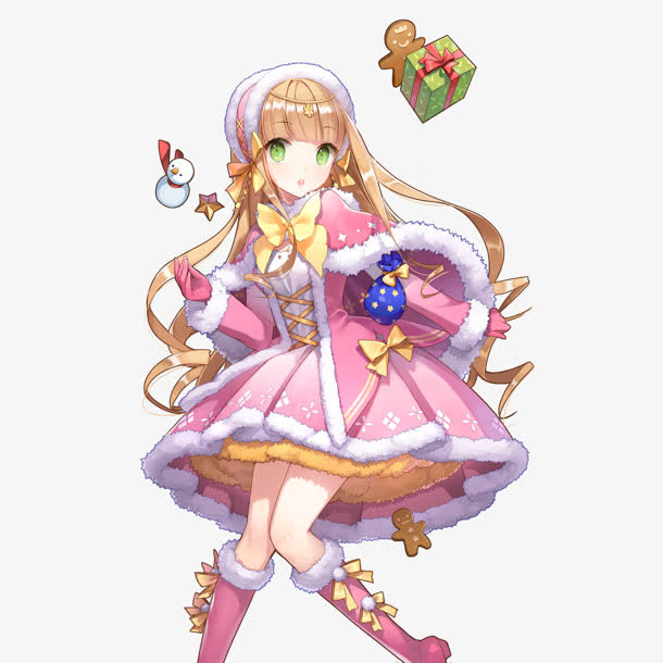 手绘礼盒娇俏姬免抠
